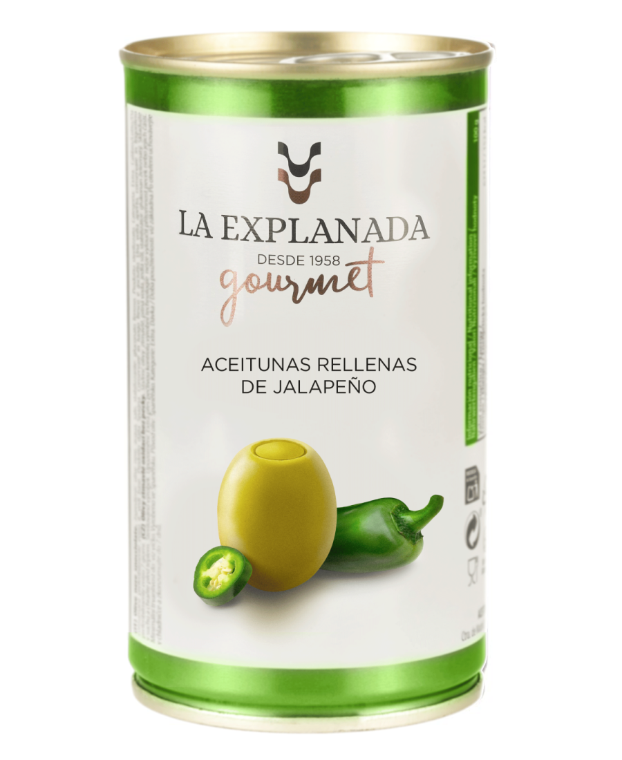 La Explanada Oliven mit Jalapeño gefüllt 370 gr. - Oliva Oliva