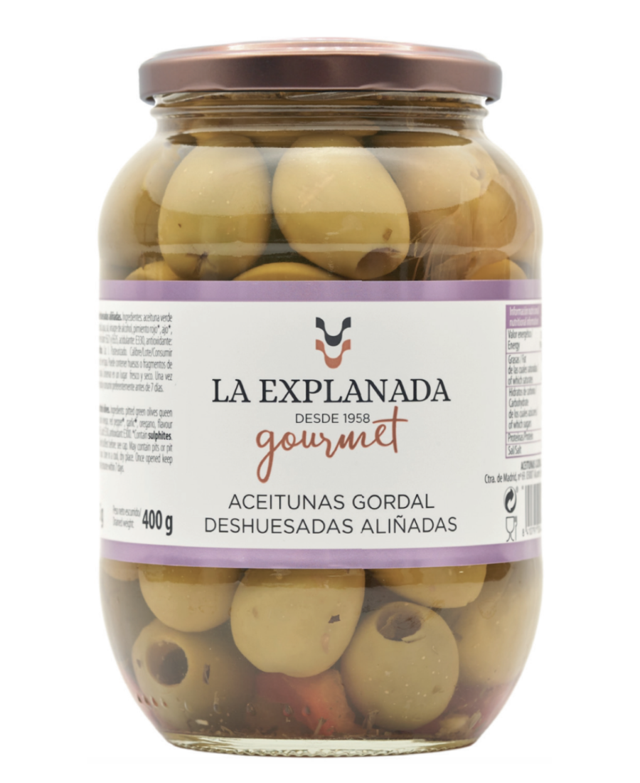 La Explanada Seasoned Pitted Gordal Olives 850 gr. - Oliva Oliva
