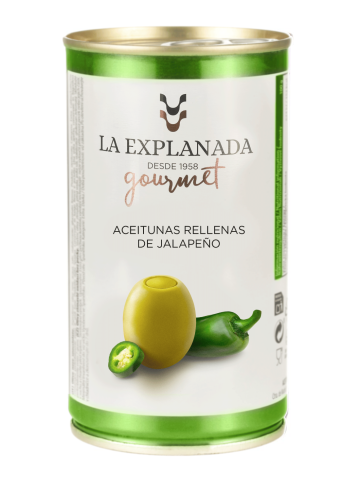 La Explanada Olives farcies au piment jalapeño 370 gr. - Oliva Oliva
