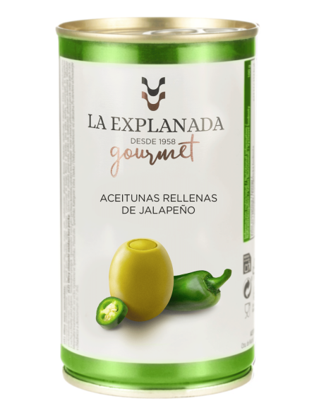 La Explanada Olives farcies au piment jalapeño 370 gr. - Oliva Oliva