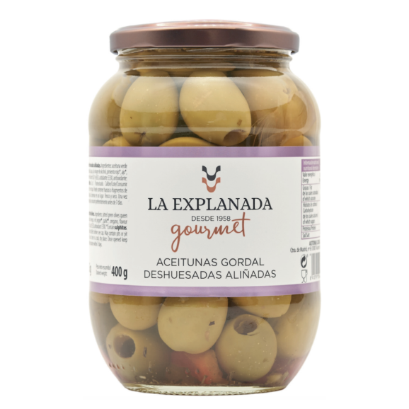 La Explanada Seasoned Pitted Gordal Olives 850 gr. - Oliva Oliva