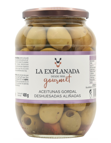 La Explanada Seasoned Pitted Gordal Olives 850 gr. - Oliva Oliva