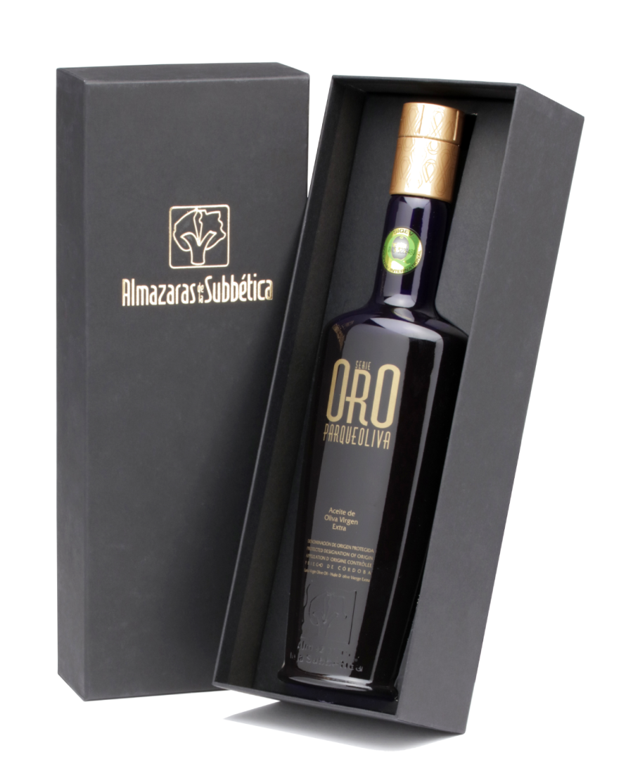 Parqueoliva Serie Oro Estuche + Botella vidrio 500 ml. - Oliva Oliva