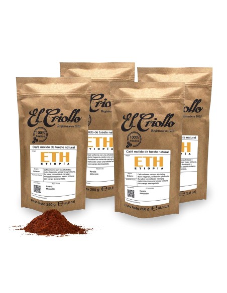 El Criollo Café Moulu d'Ethiopie Paquet 250 gr. - Oliva Oliva
