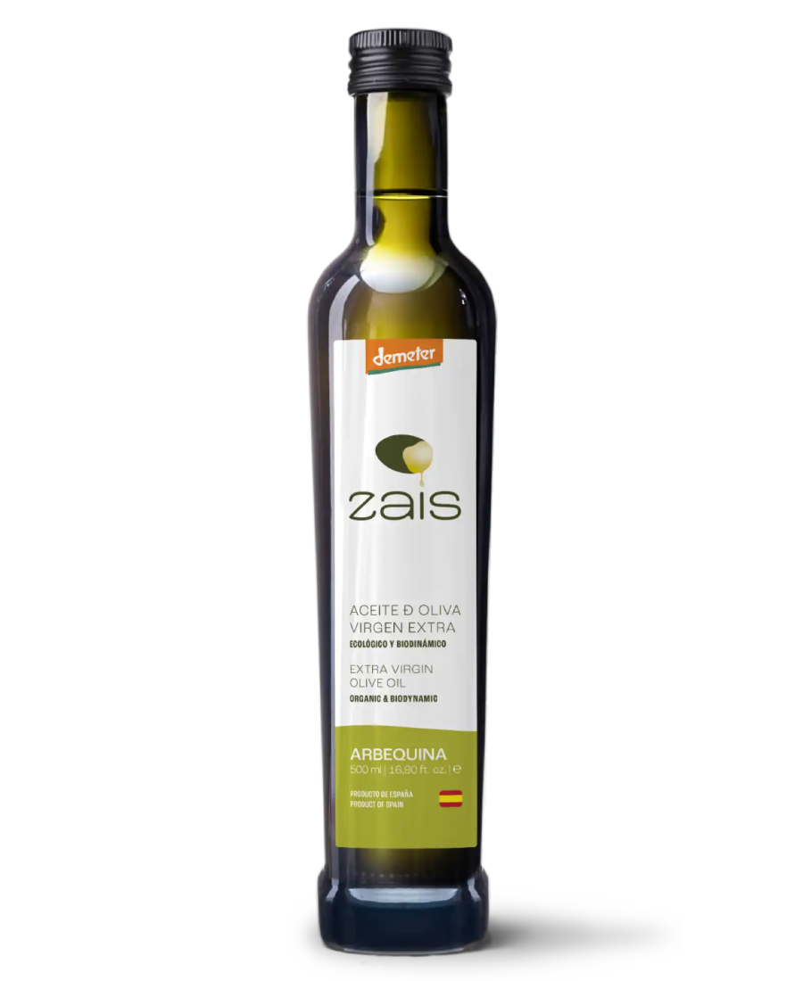 Zais Biodinámico Arbequina Botella de vidrio 500 ml. - Oliva Oliva