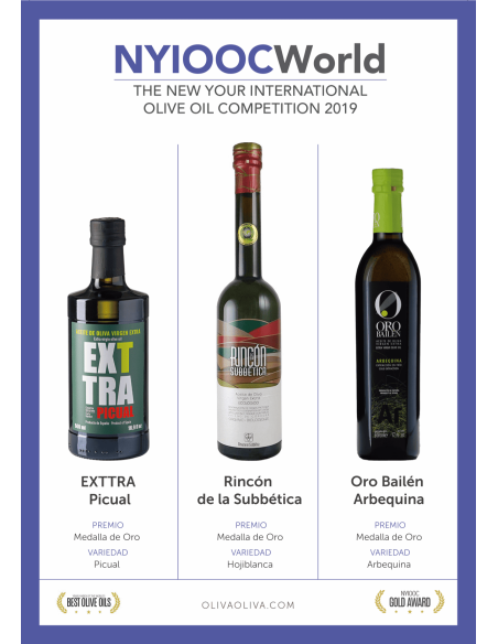 Mejores aceites del mundo Medalla de Oro New York 2019 - Oliva Oliva
