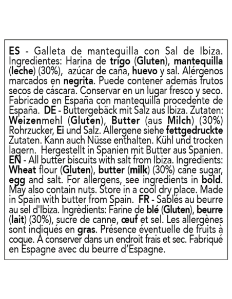 Abbye Biscuits Sablés au beurre au sel d'lbiza 140 gr. - Oliva Oliva