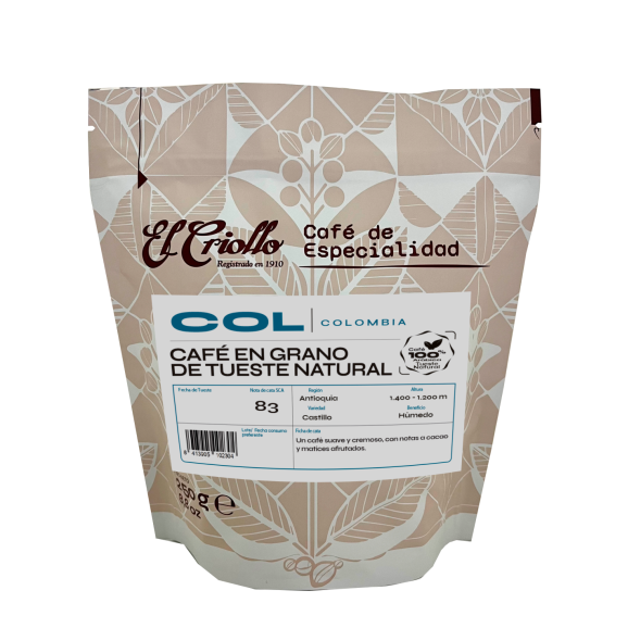 El Criollo Café de Colombia en Grano Paquete 250 gr. - Oliva Oliva