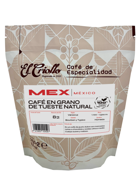 El Criollo Café mexicain en grains Paquet 250 gr. - Oliva Oliva