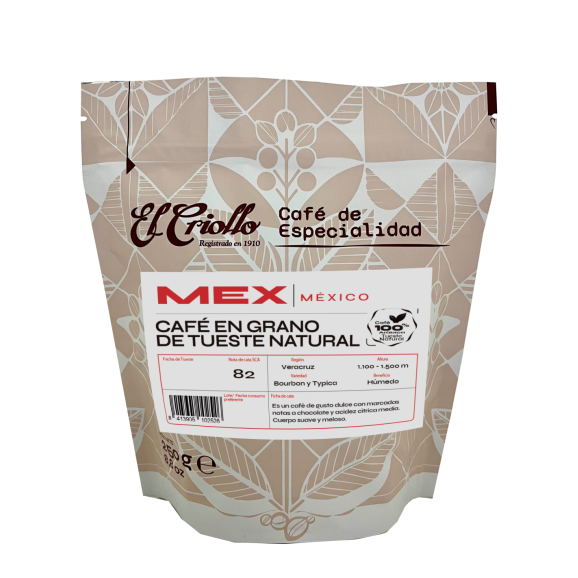 El Criollo Café de México en Grano Paquete 250 gr. - Oliva Oliva