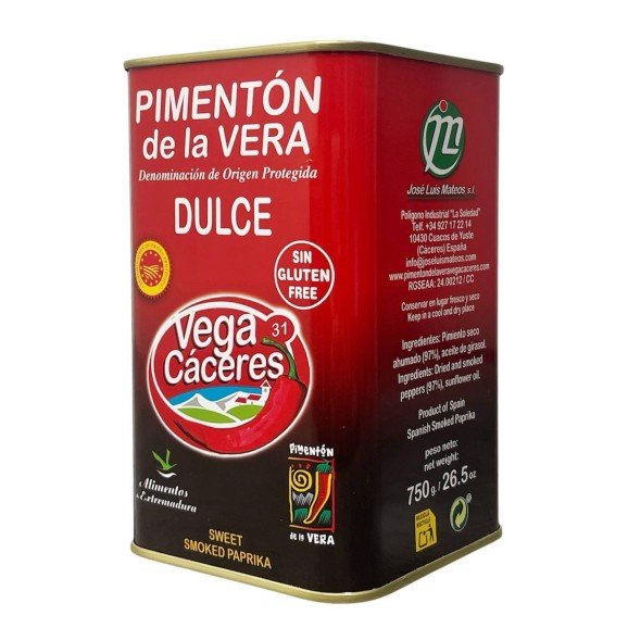 Vega Cáceres Pimentón de La Vera Ahumado Dulce 750 gr. - Oliva Oliva
