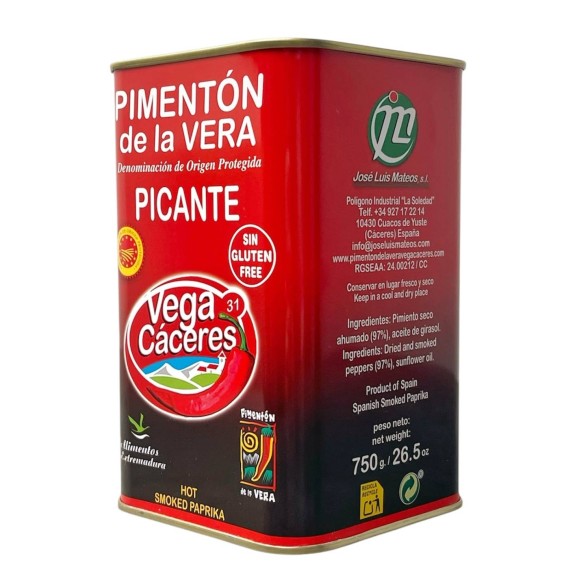 Vega Cáceres Paprika de La Vera fumé épicé 750 gr. - Oliva Oliva