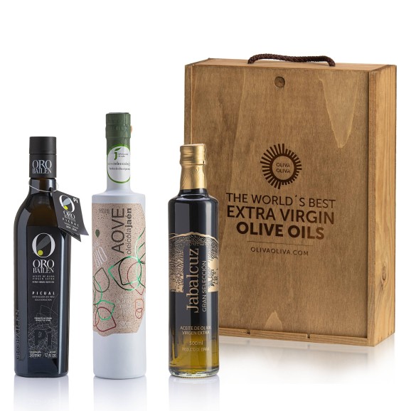 Mejores Aceites Jaén Selección 2025 - Caja madera 3x500 ml.