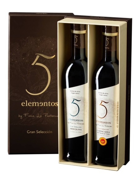 Finca La Pontezuela 5 Elementos Gran Selección Arbequina y Cornicabra Estuche 2x500 ml.